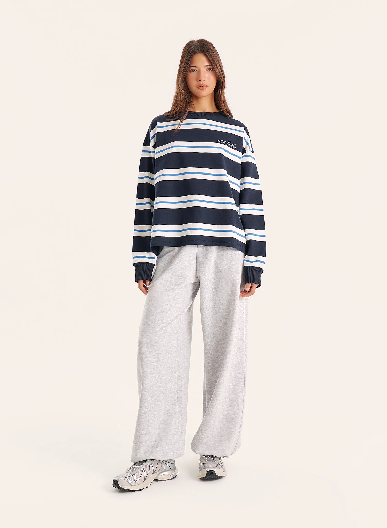 Navy And White Stripe Long Sleeve Top