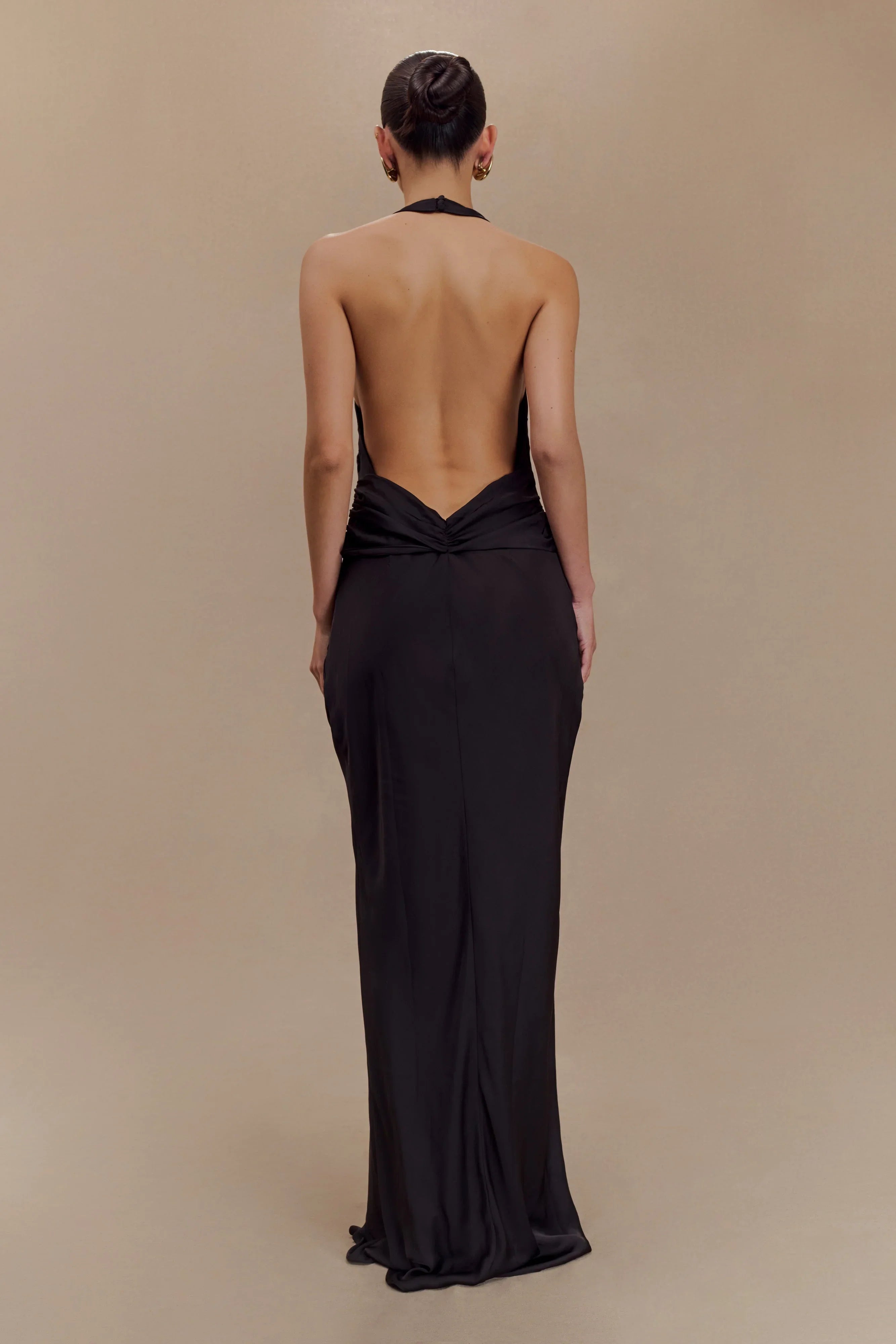 Rinna Satin Halter Maxi Dress Black