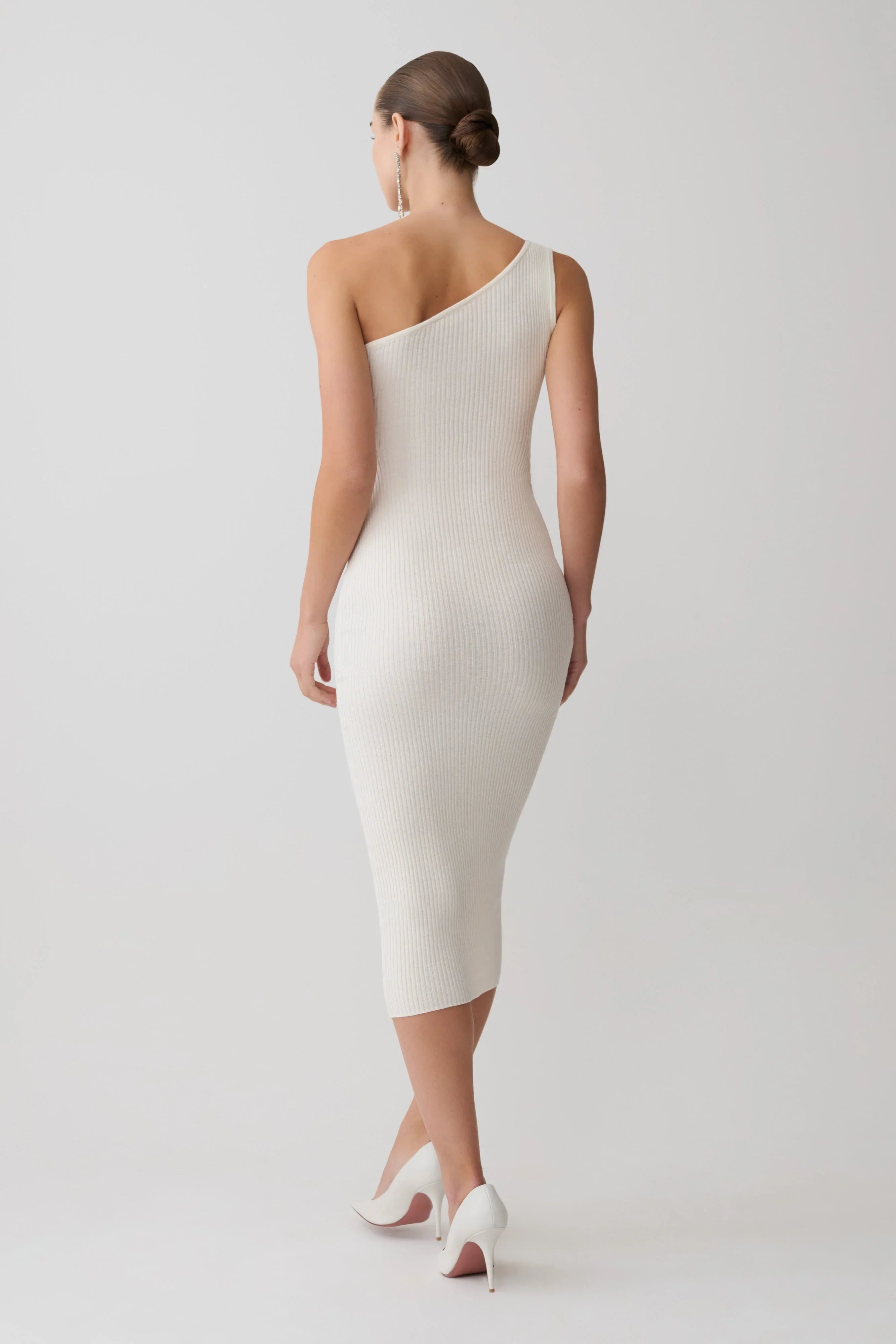 Zandie Cashmere Blend Knit Midi Dress Ivory