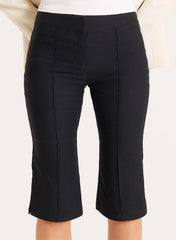 Black Flared Hem Capri Trousers
