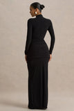 Alula Black High Neck Maxi Dress With Twist Detail