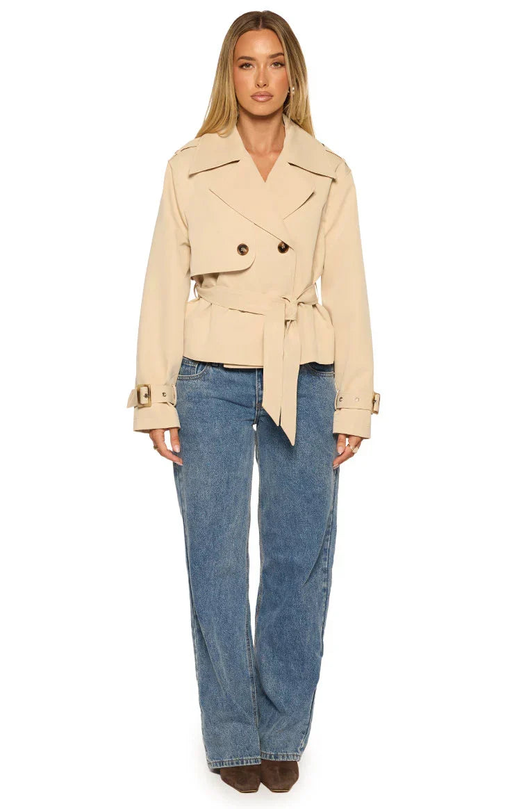 Wilda Cream Cropped Trench Coat PRE ORDER