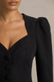 Olympia Black Sweetheart Neck Tailored Top
