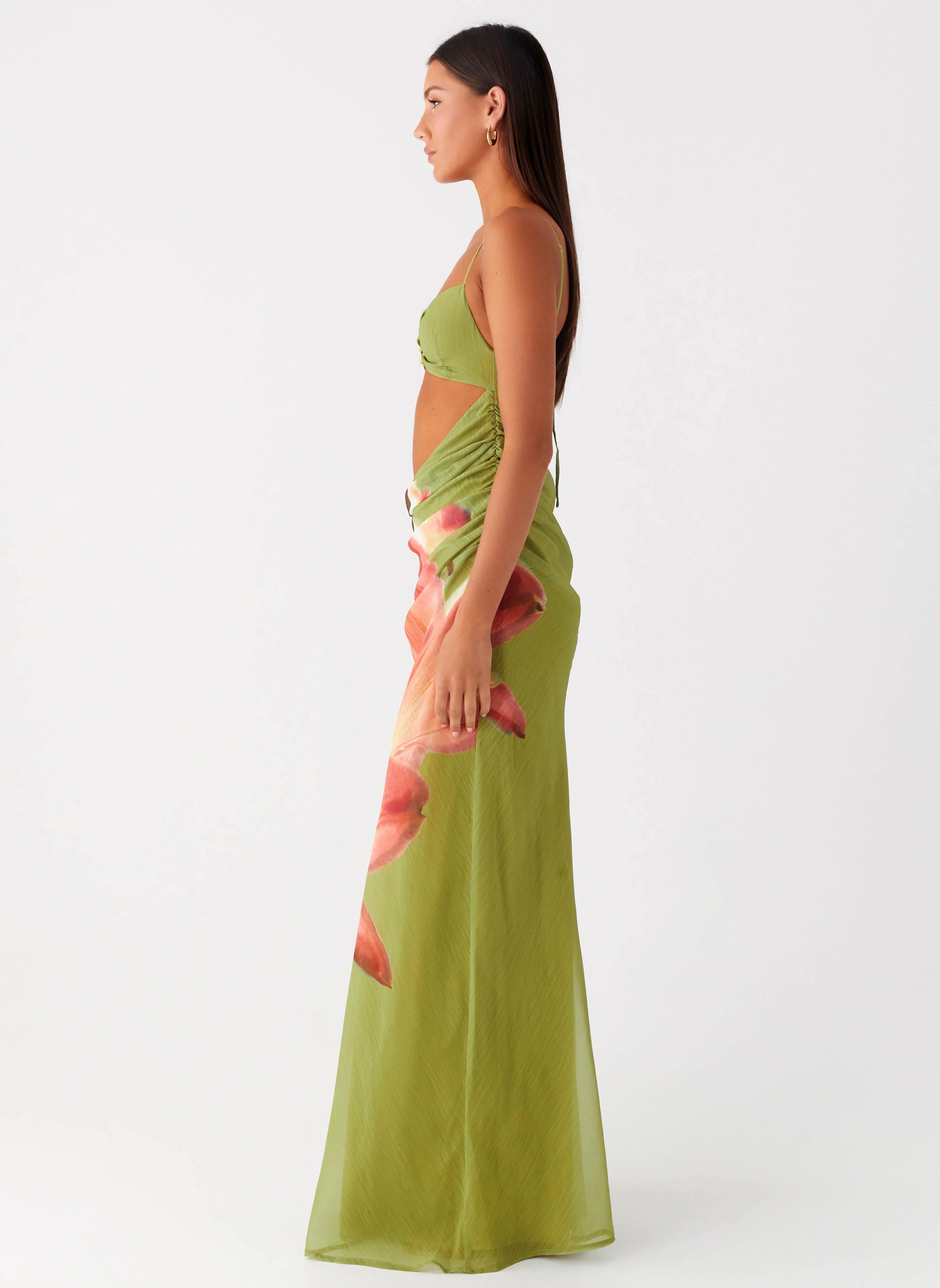 Tropic Rush Cut Out Maxi Dress Jungle Floral