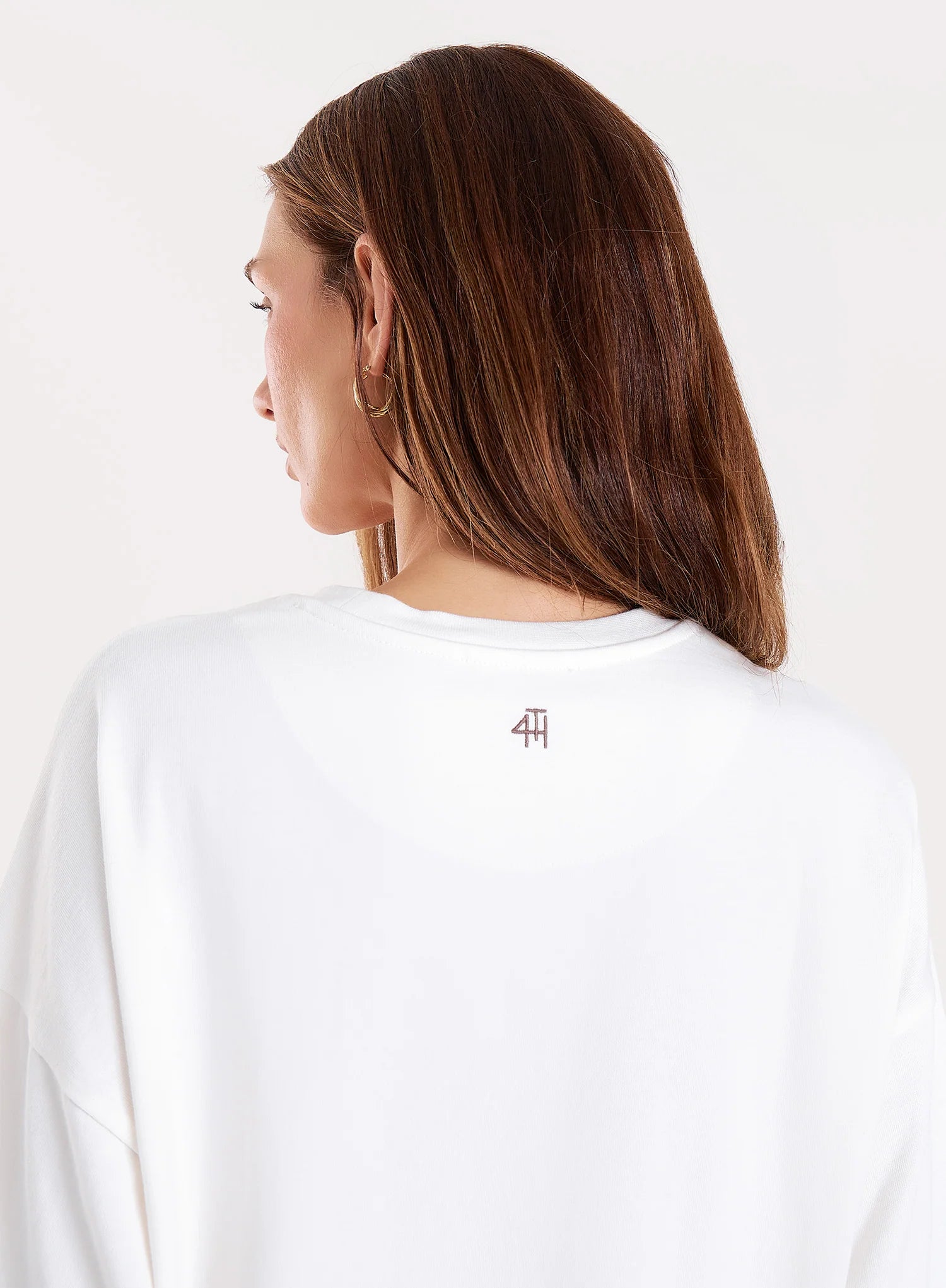 White Contrast Trim Branded Cotton T Shirt