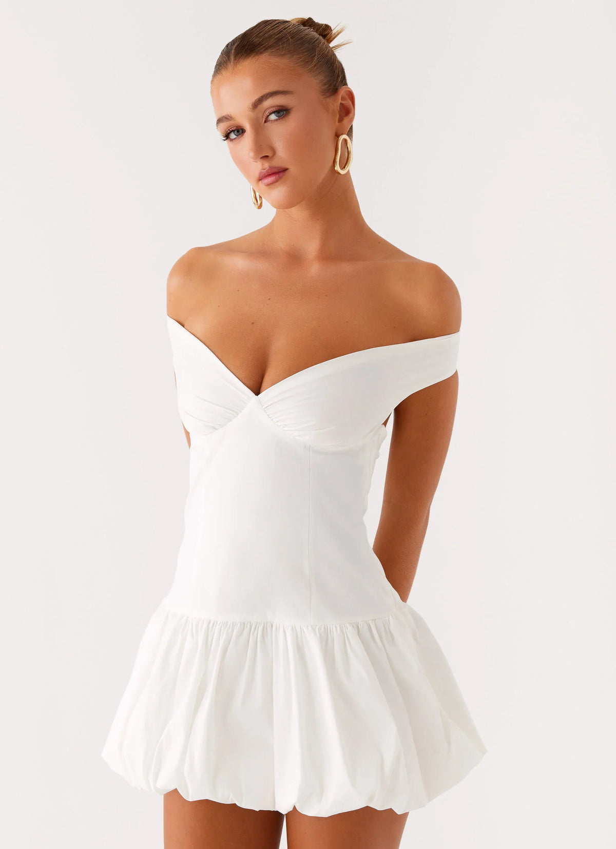 Endless Romance Off Shoulder Mini Dress White