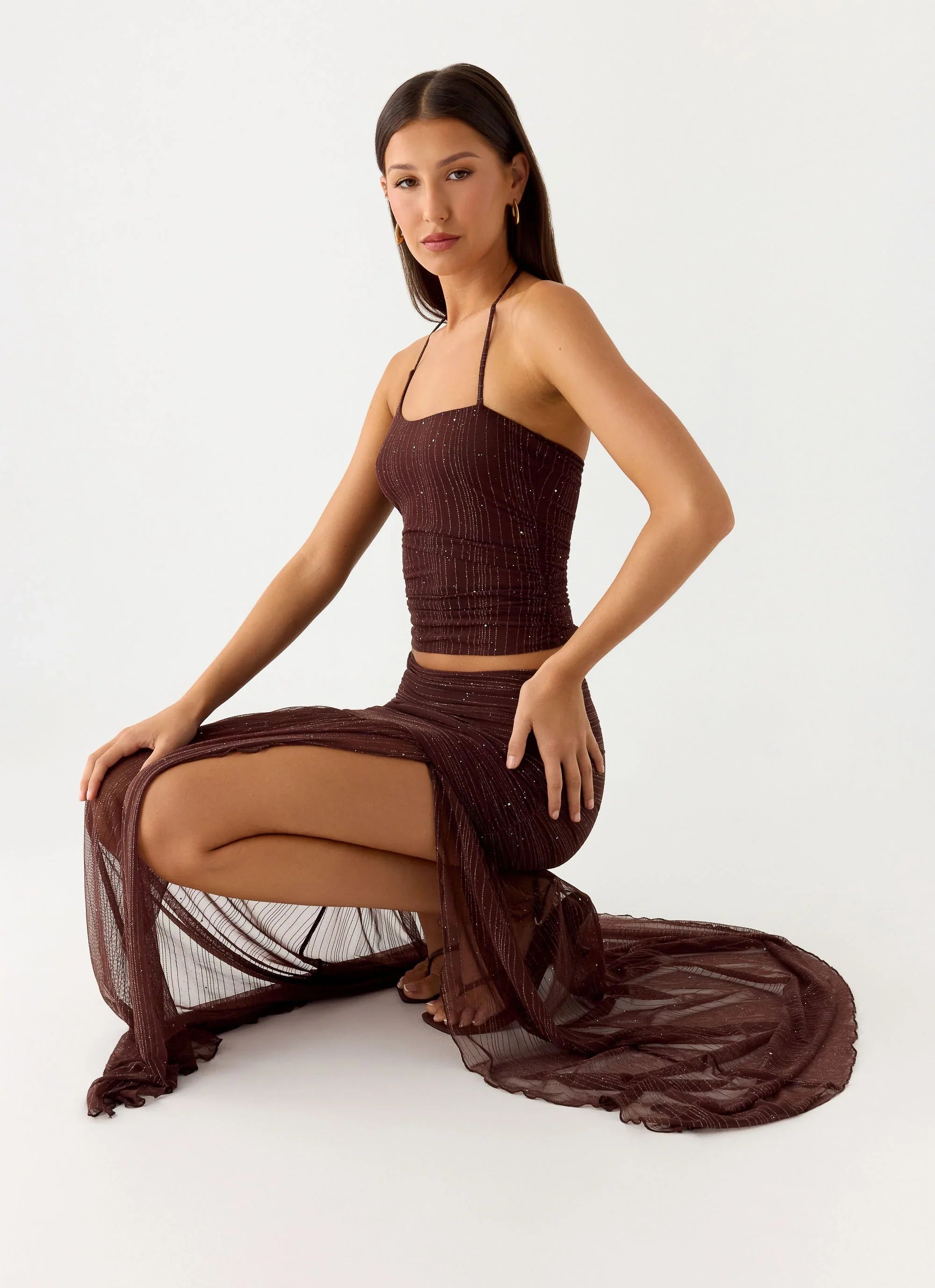 Sparkling Night Maxi Skirt Chocolate