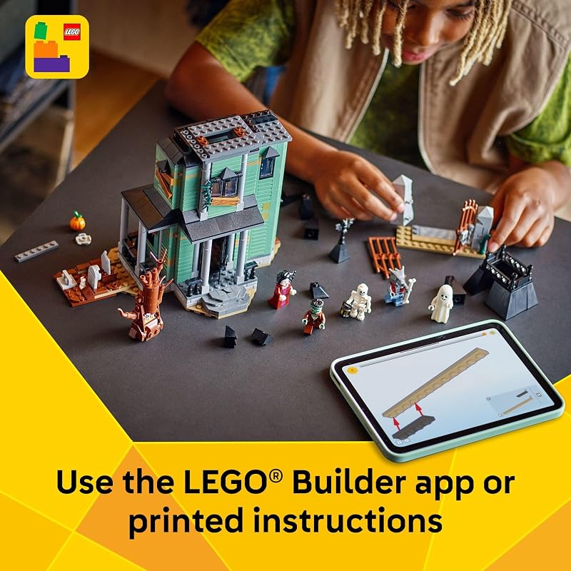 LEGO Creator 3 in 1 Haunted Mansion Building Toy for Kids Halloween Building Blocks Learning Toy for Girls Boys Ages 9 Build a Haunted House Train or Ship Gift for Birthdays 31167