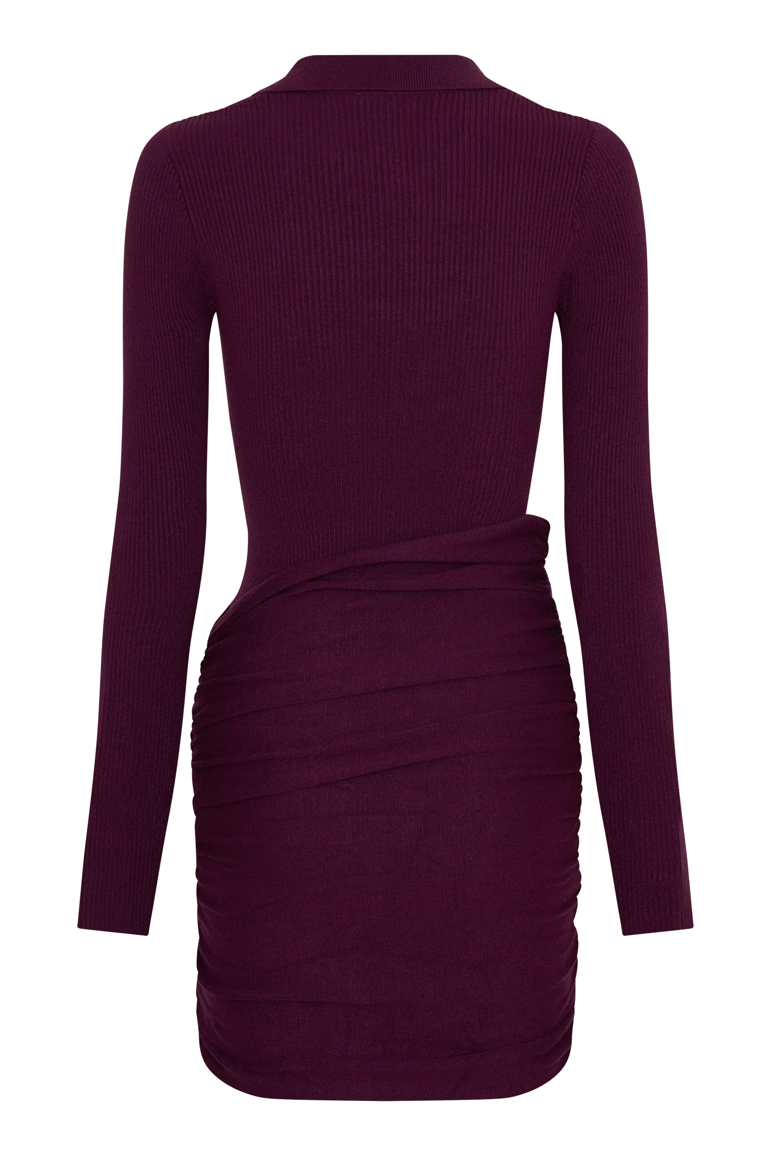 Agness Long Sleeve Button Up Knit Dress Plum