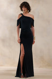 Nala Black Asymmetric Maxi Dress With Split