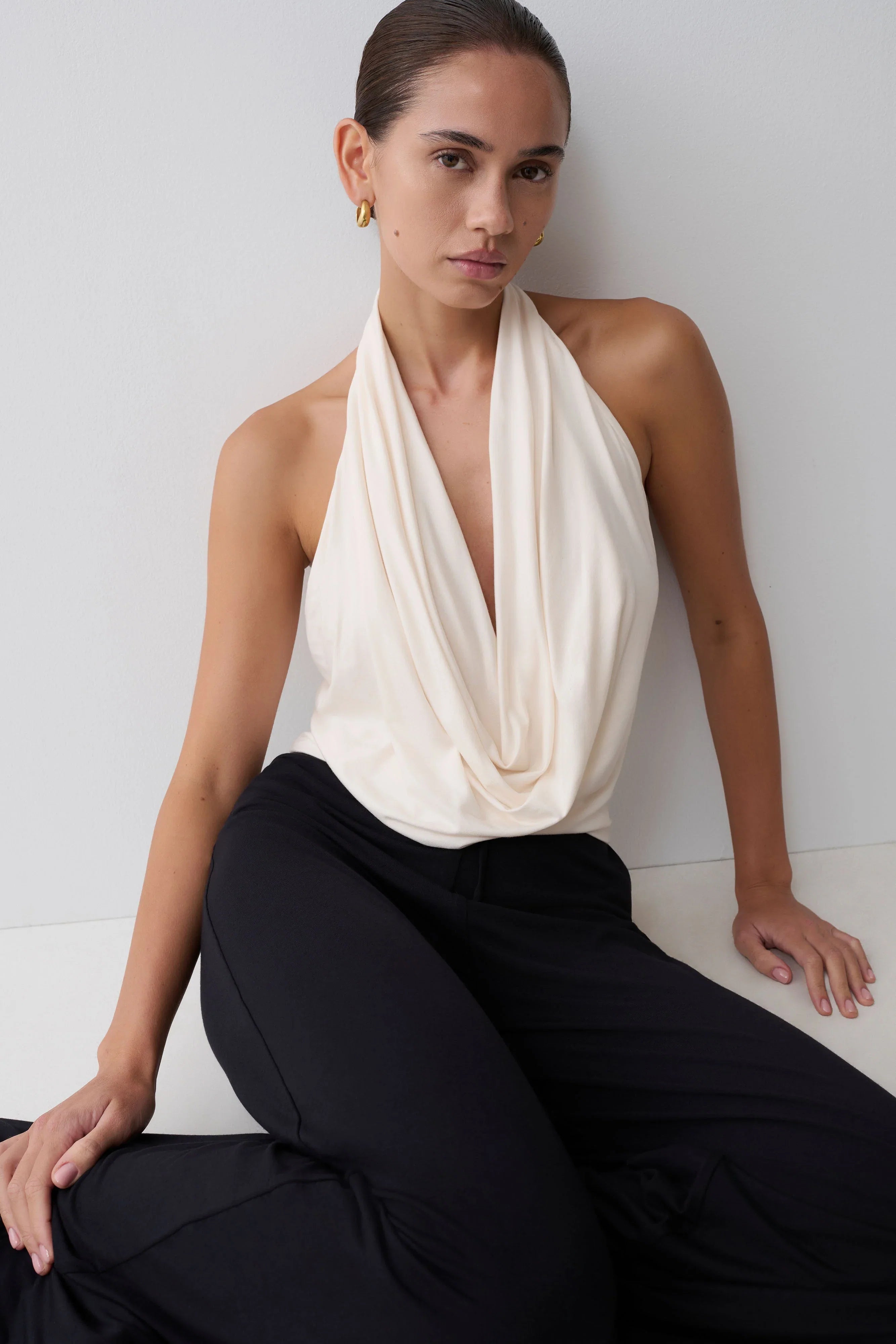 Huyen Cowl Front Modal Top Ivory