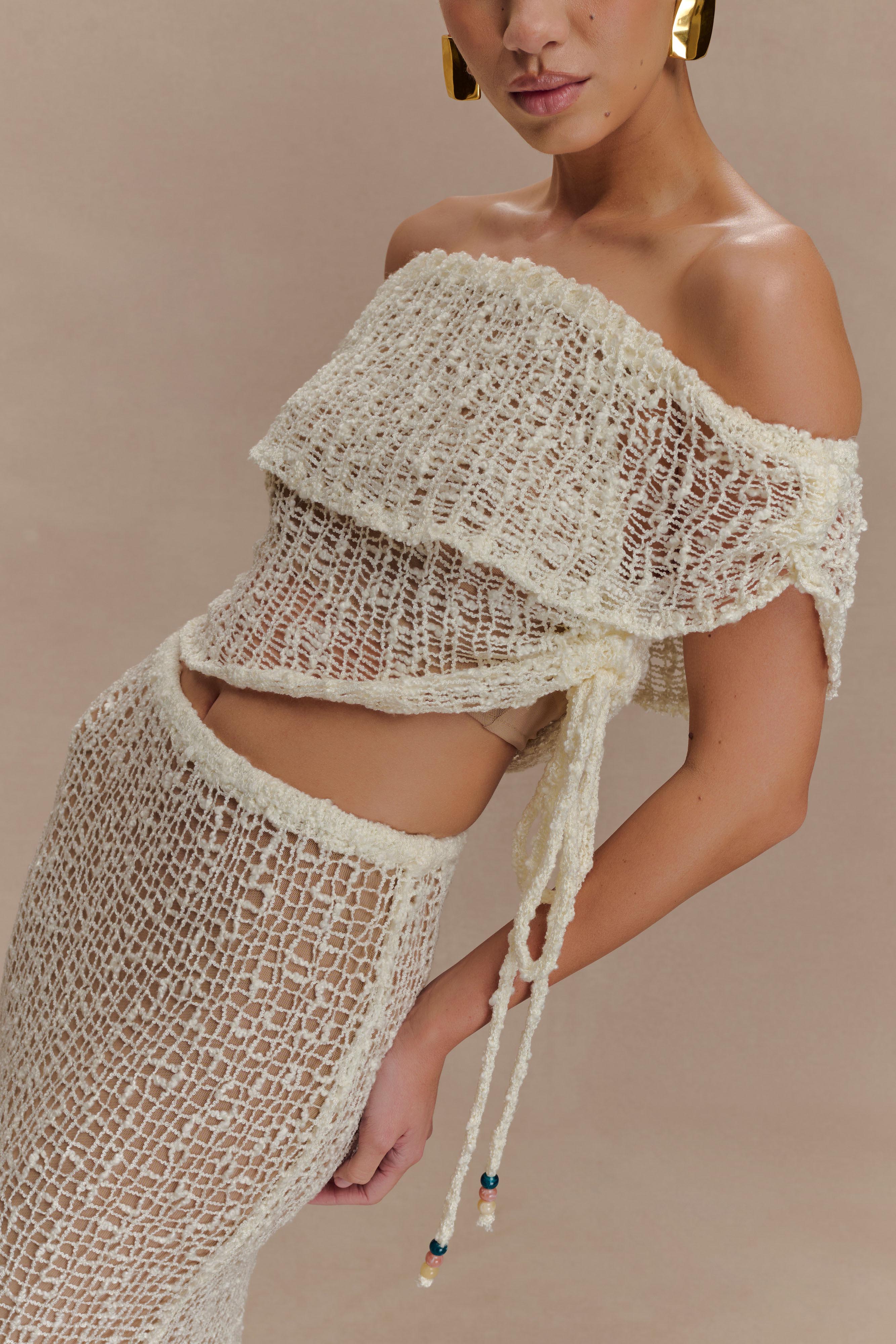 Cordelia Off Shoulder Knit Top Ivory