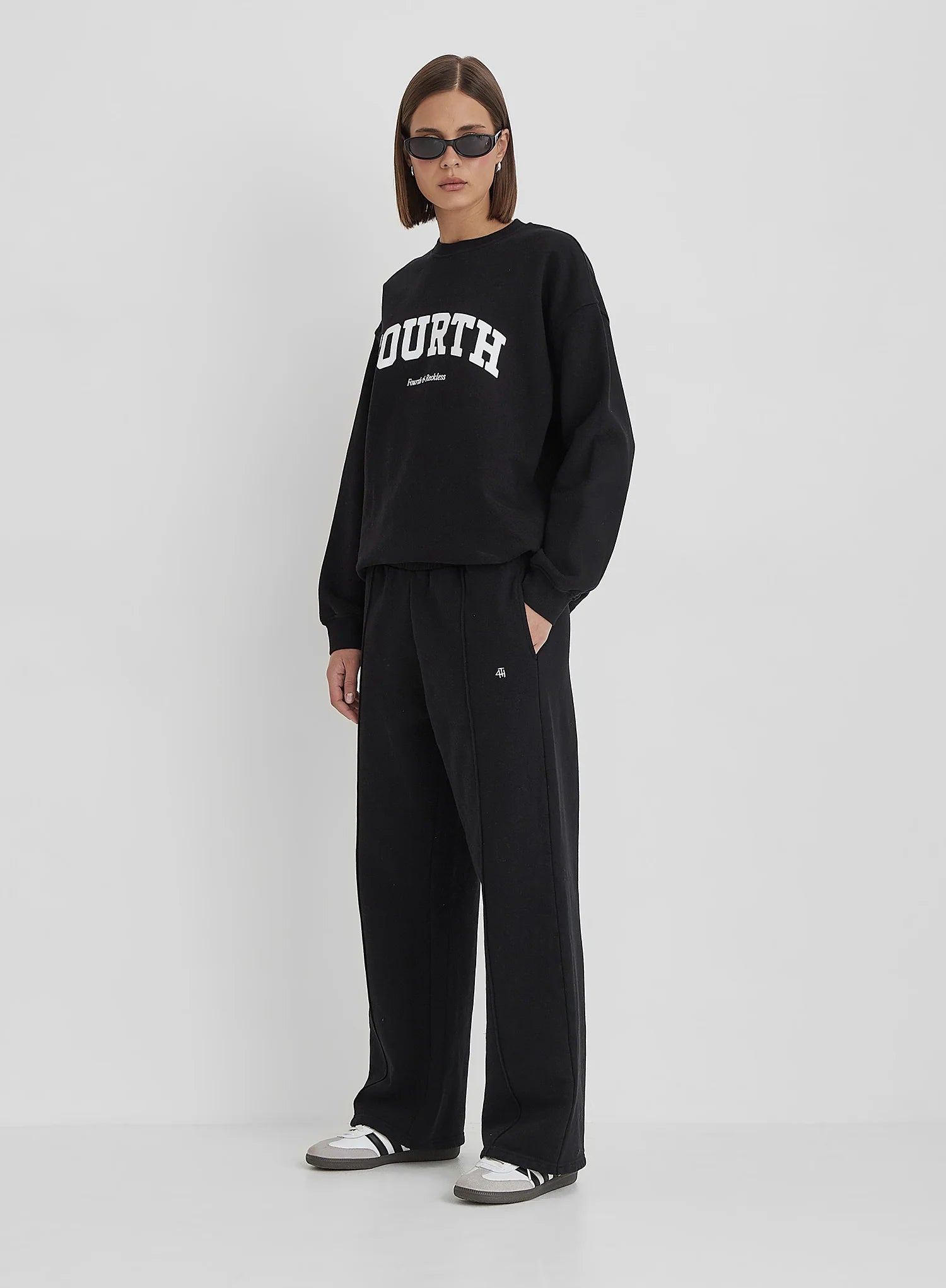 Black 4th Wide Leg Branded Joggers