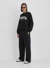 Black 4th Wide Leg Branded Joggers