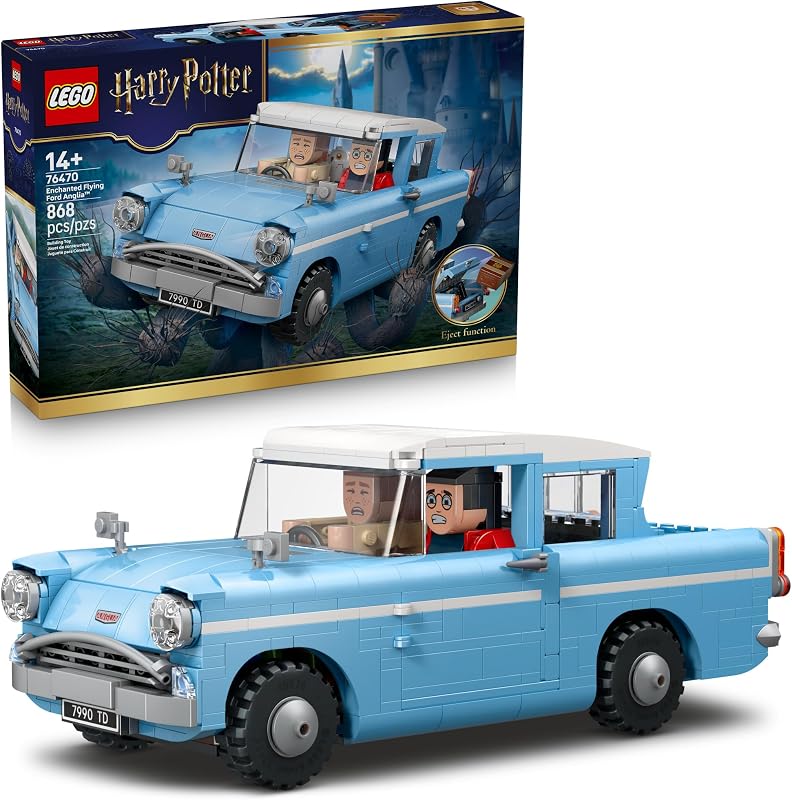 LEGO Harry Potter Enchanted Flying Ford Anglia Car Building Toy for Boys Girls Book Shelf Bedroom Decor for Ages 14 W Harry Ron Hedwig Minifigures Gift Idea for Birthdays 76470