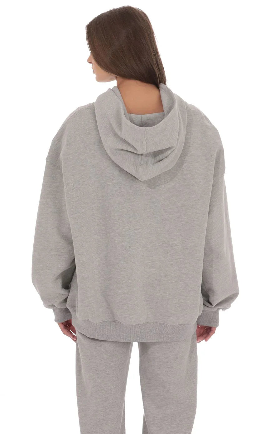 Fleece Lucy Hoodie in Grey