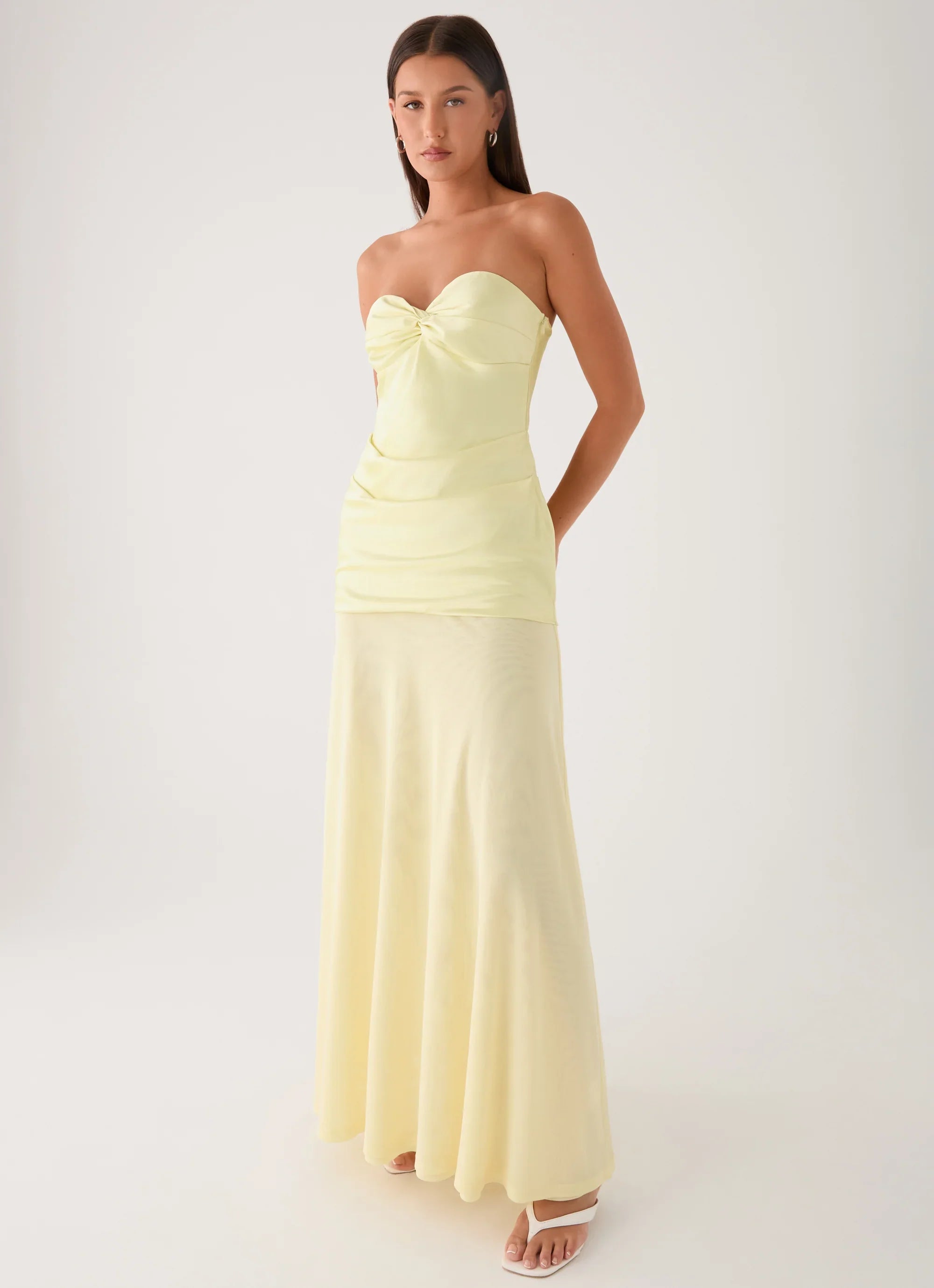 Cierra Strapless Maxi Dress Yellow