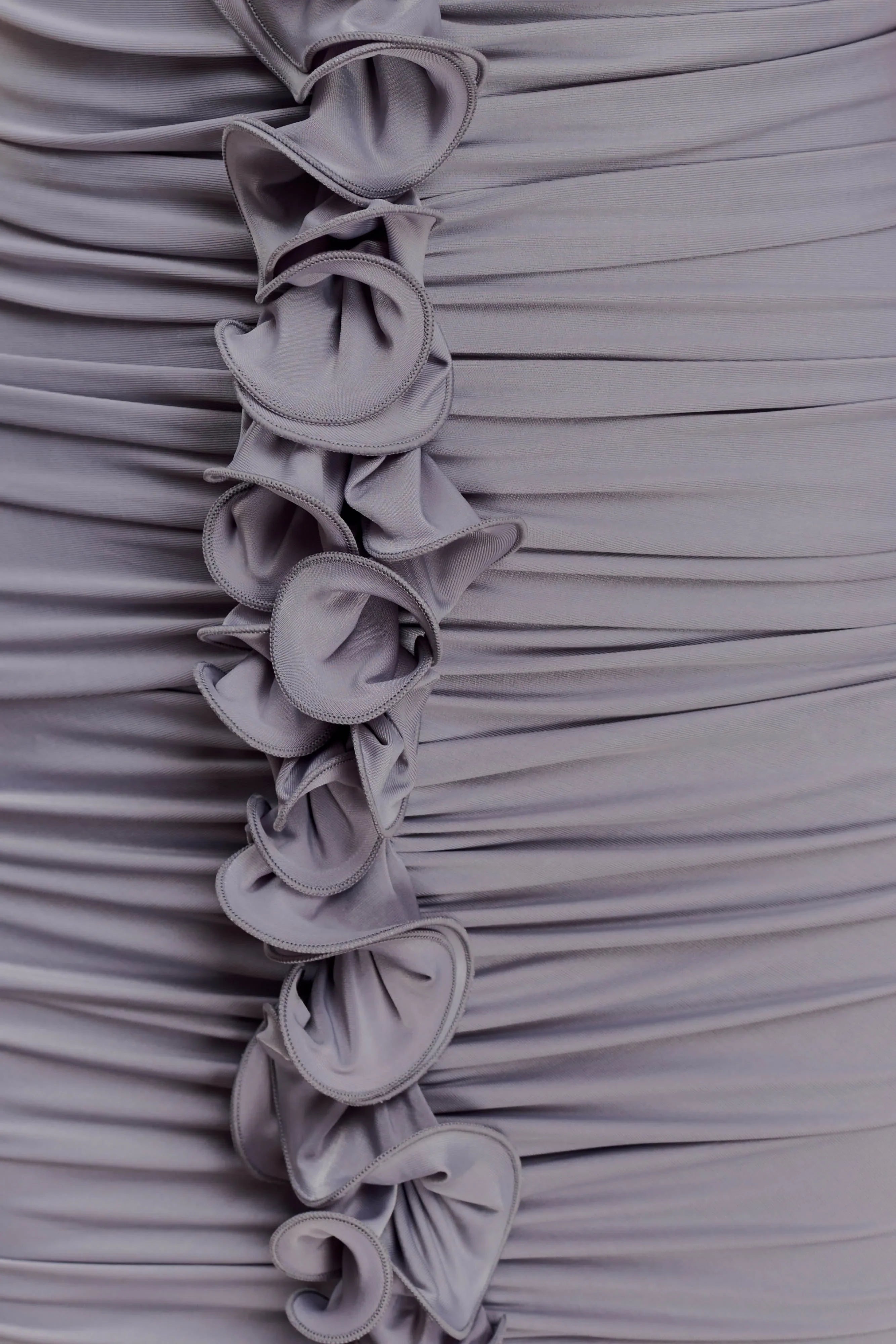 Alessandra Slinky Ruffle Maxi Dress Grey