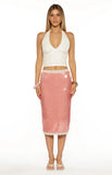 Petra Pink Sequin Lace Trim Midi Skirt