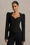 Olympia Black Sweetheart Neck Tailored Top