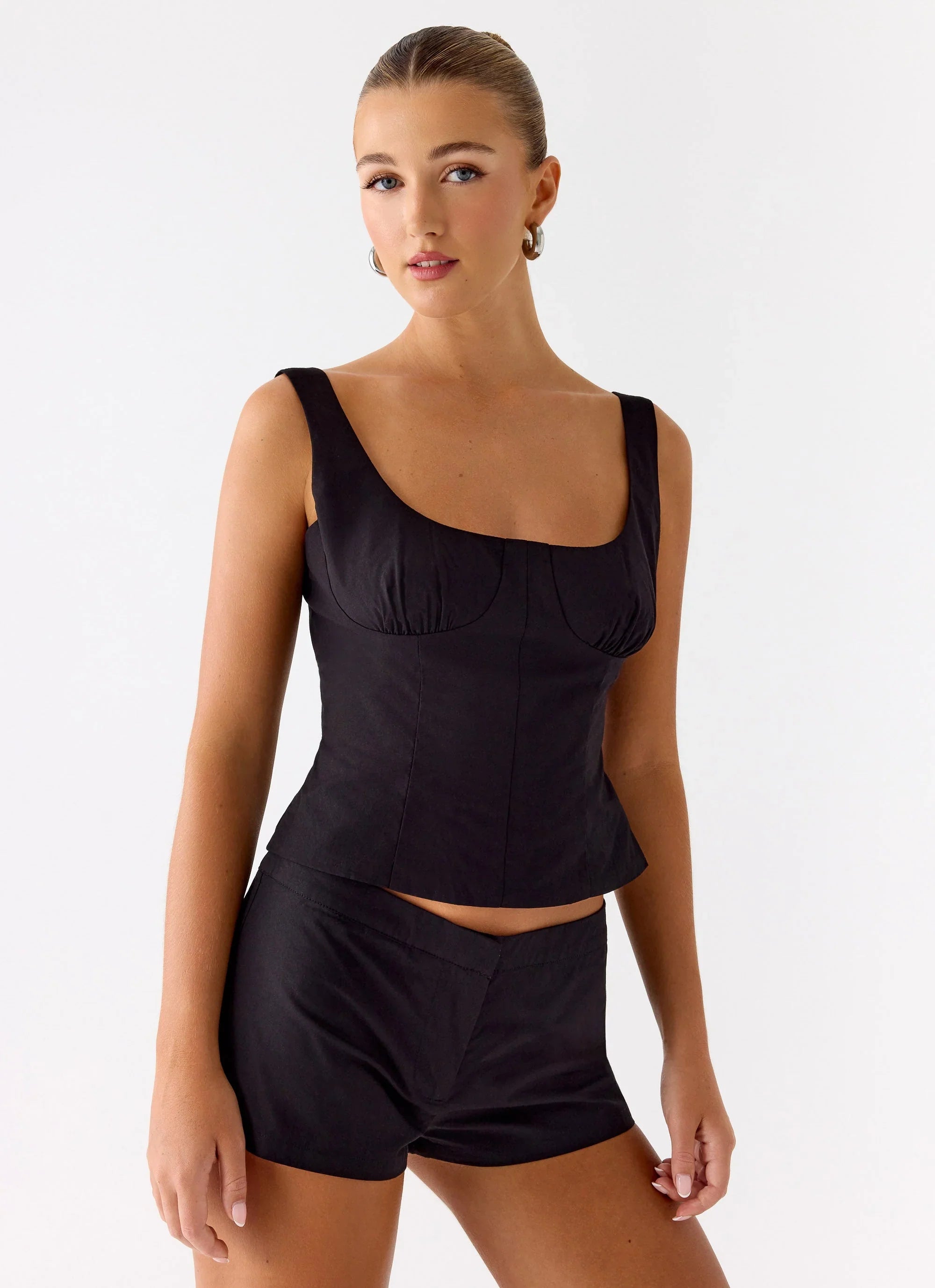 Coastline Cotton Micro Mini Shorts Black