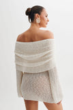 Marisol Off Shoulder Boucle Mini Dress Ivory
