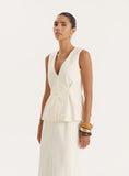 Cream Tailored Cinched Waistcoat