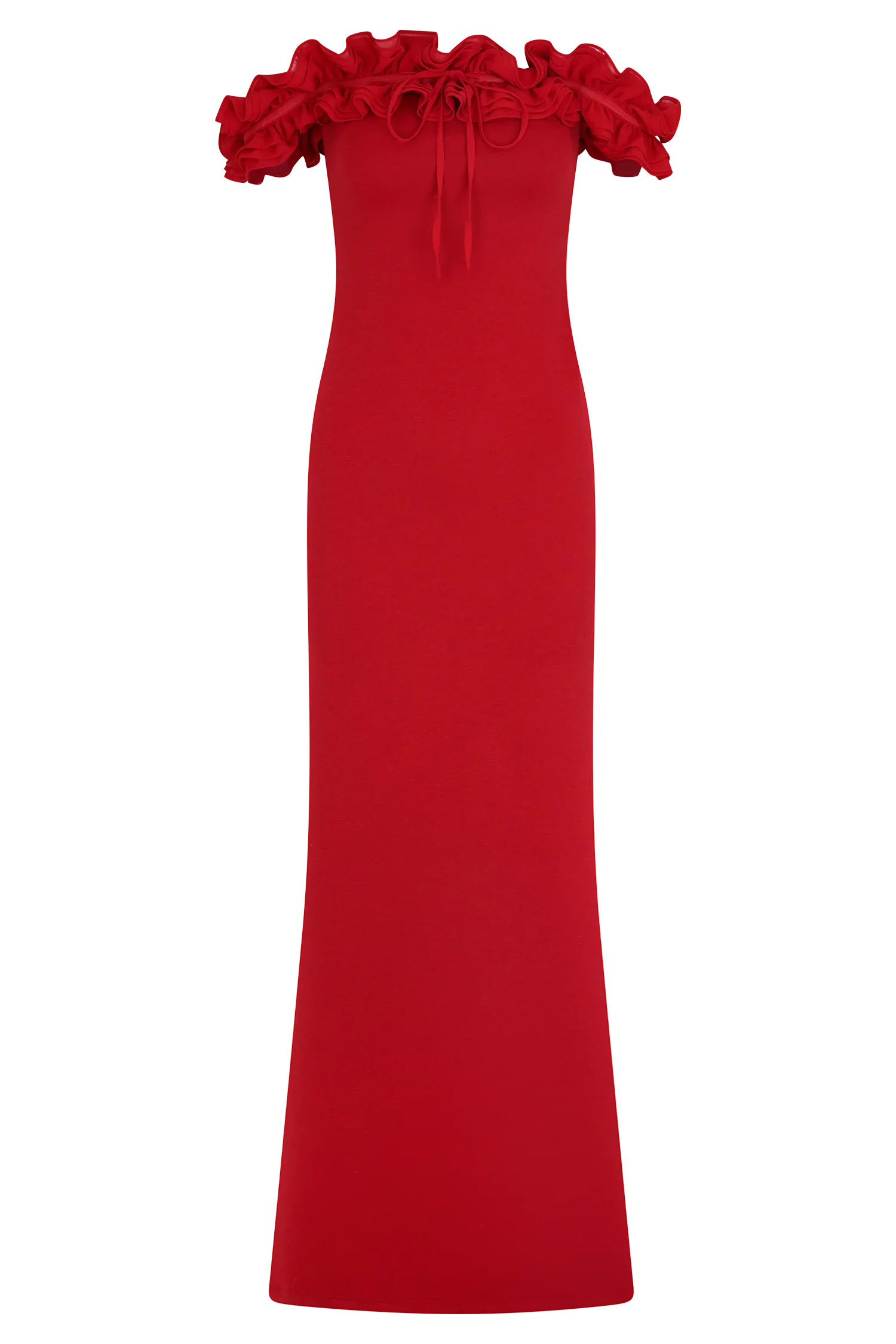 Nova Ruffle Off Shoulder Maxi Dress Ruby
