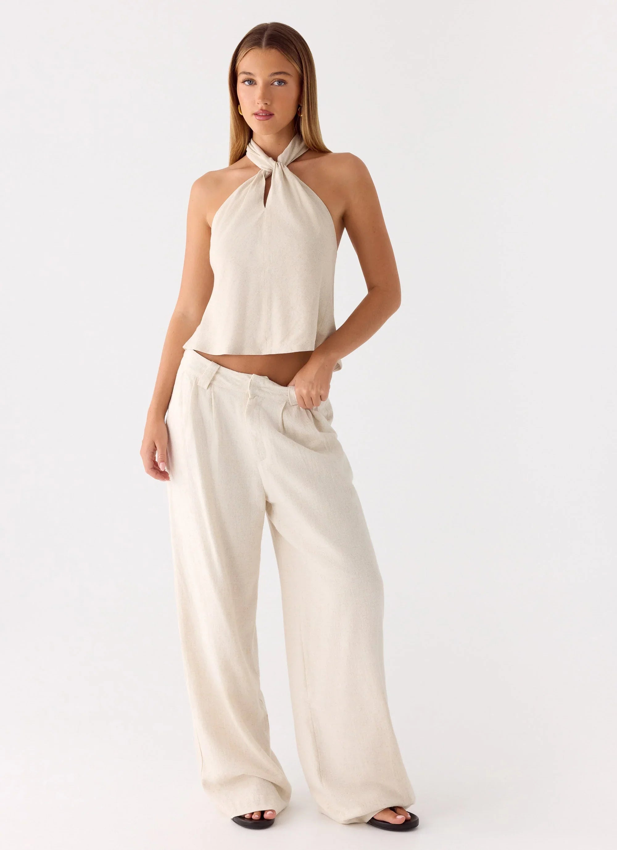 Maddox Linen Top Oat