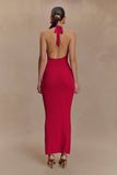 Ayella Cowl Knit Maxi Dress Raspberry