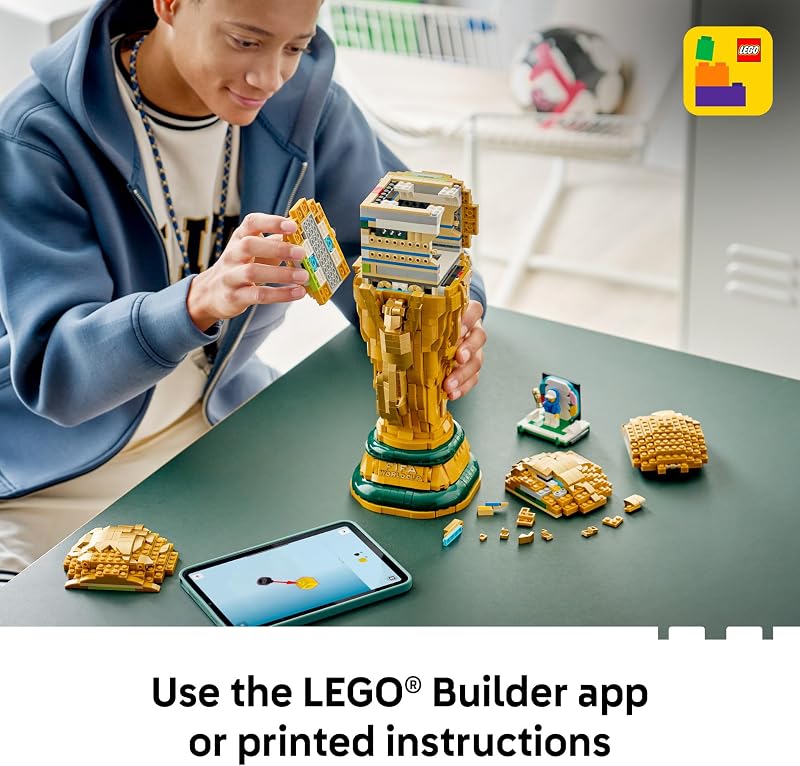LEGO Editions FIFA World Cup Official Trophy Building Set Kit for Display in Bedroom Home Office Book Shelf Soccer Fans Collectible W World Cup 2026 Minifigure Gift for Birthdays 43020