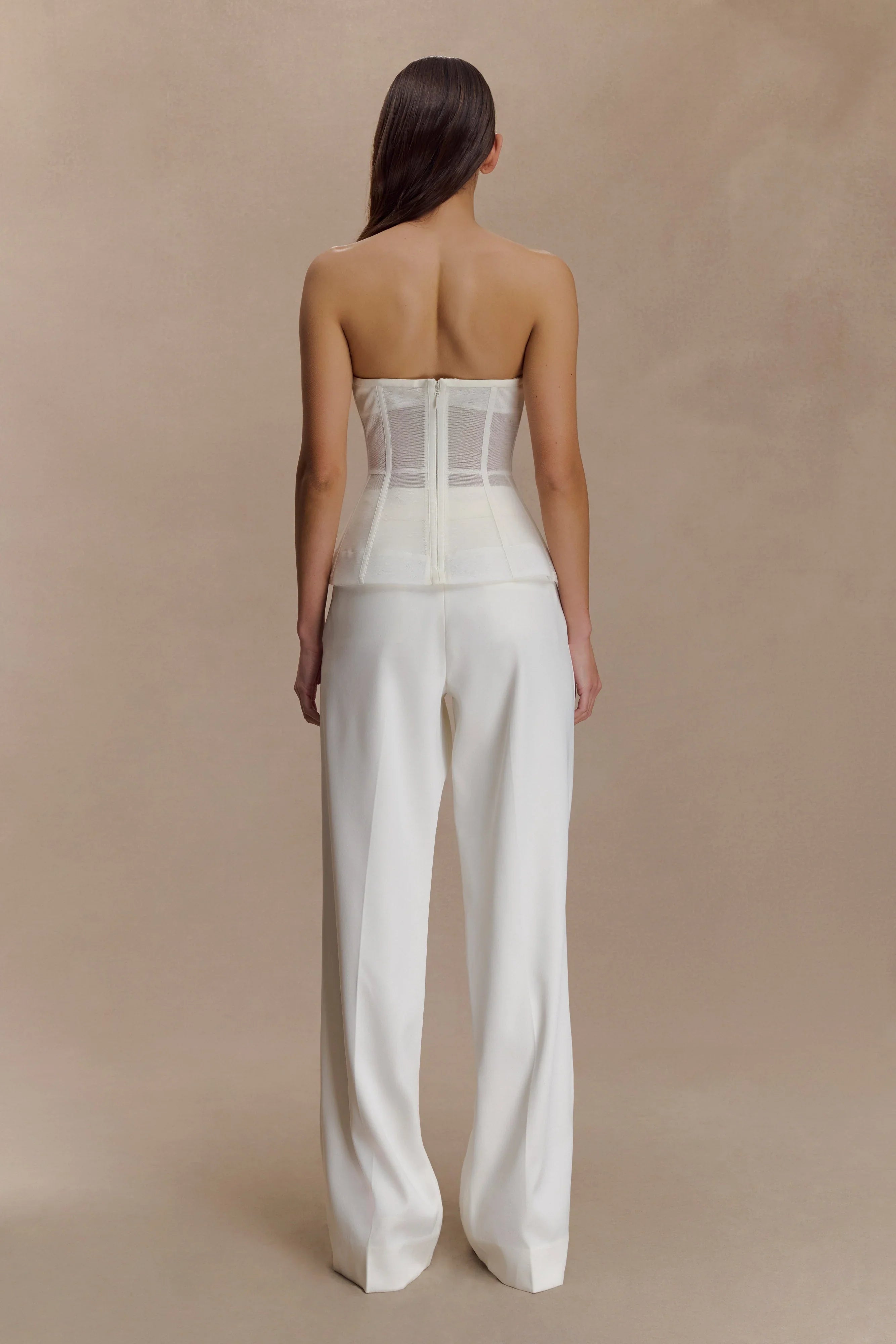 Fatima Satin Straight Leg Pant White