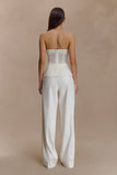 Fatima Satin Straight Leg Pant White