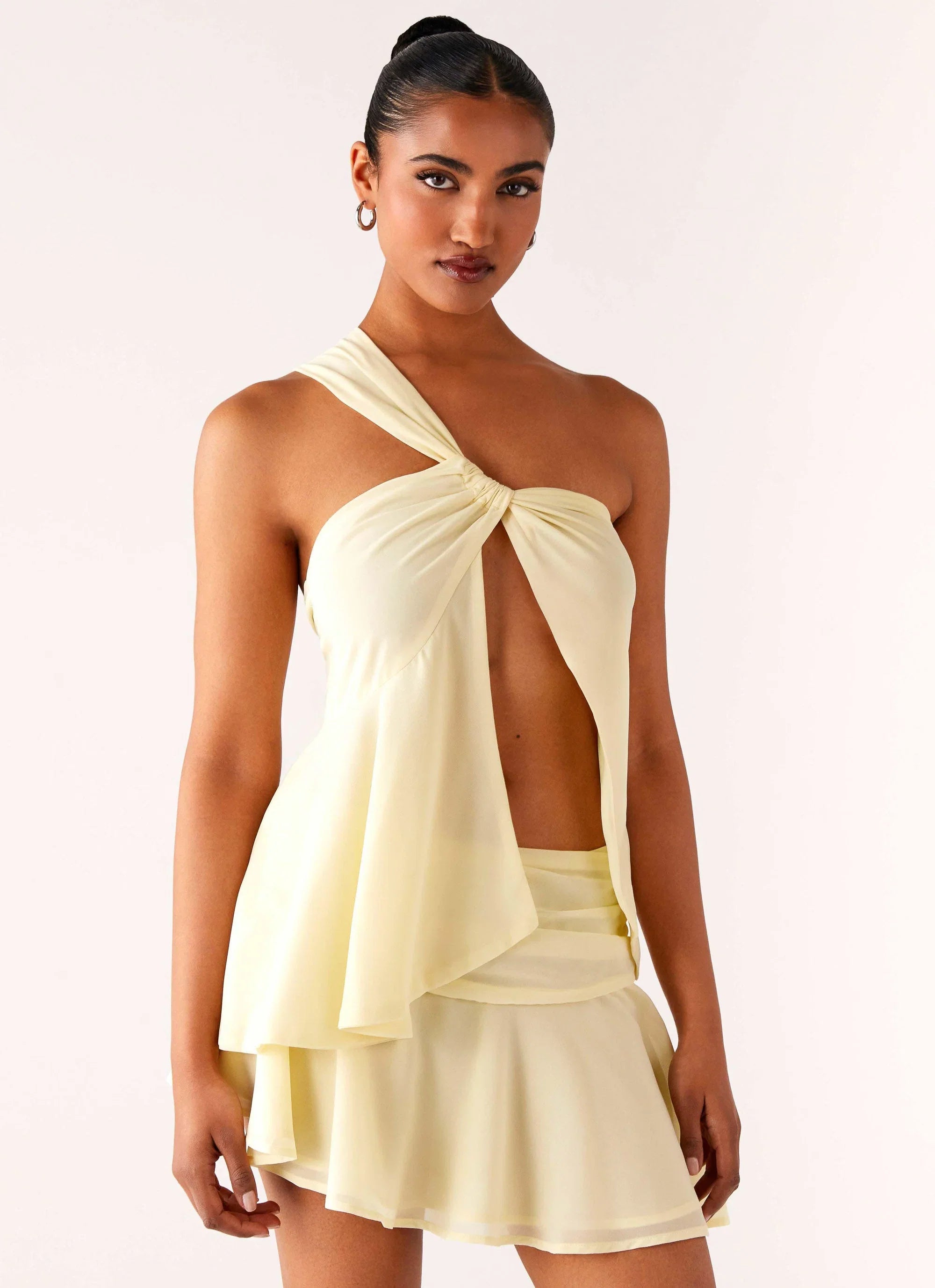Delight Me Asymmetrical Top Yellow