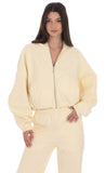 Cropped Cinch Waist Hoodie in Cream