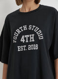 Grey Acid Wash Oversized Distressed Slogan T Shirt