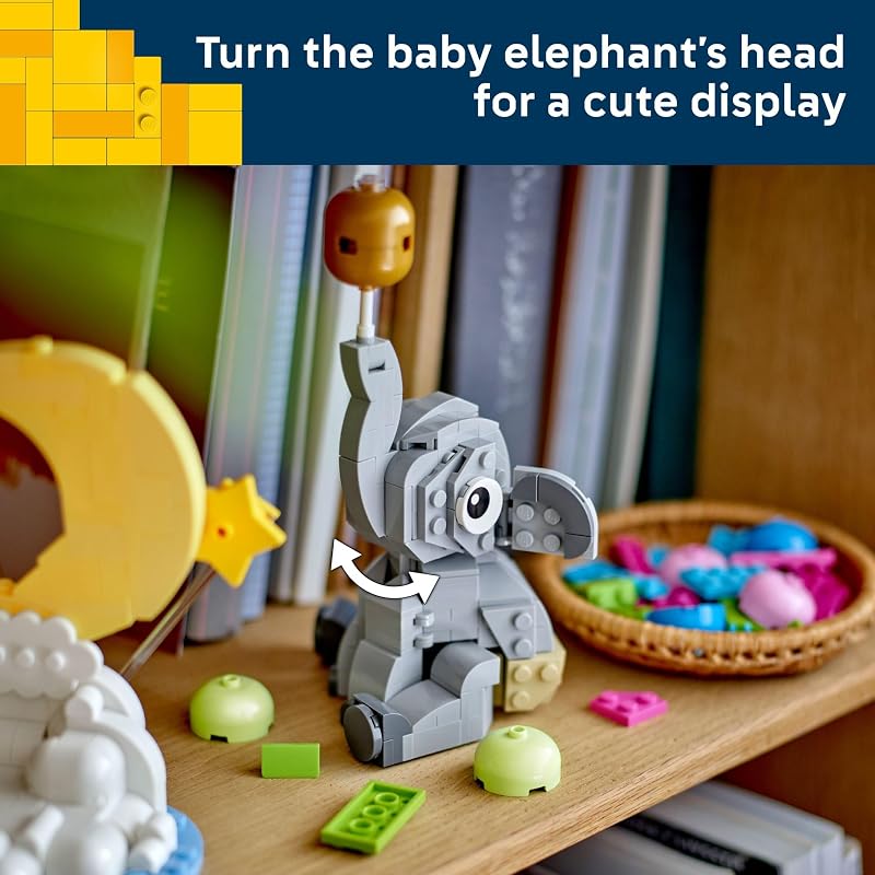 LEGO Baby Elephant in the Sky Building Set for Adults Ages 18 Nursery Decor for New Parents Gift for Baby Showers for a Boy or Girl 40814