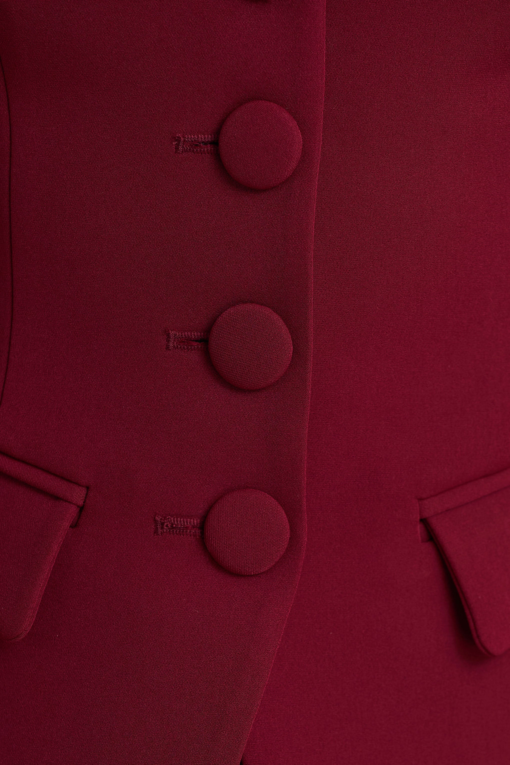 Tecla Burgundy Button Up Tailored Waistcoat