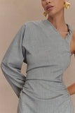 Dorian Twist Shoulder Mini Dress Charcoal Marle