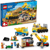 LEGO City Construction Trucks and Wrecking Ball Crane 60391 Building Toy Set for Toddler Kids Ages 4 Includes 3 Construction Vehicles an Abandoned House and 3 Minifigures for Pretend Play