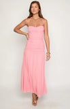 Clare Pink Ruched Maxi Dress