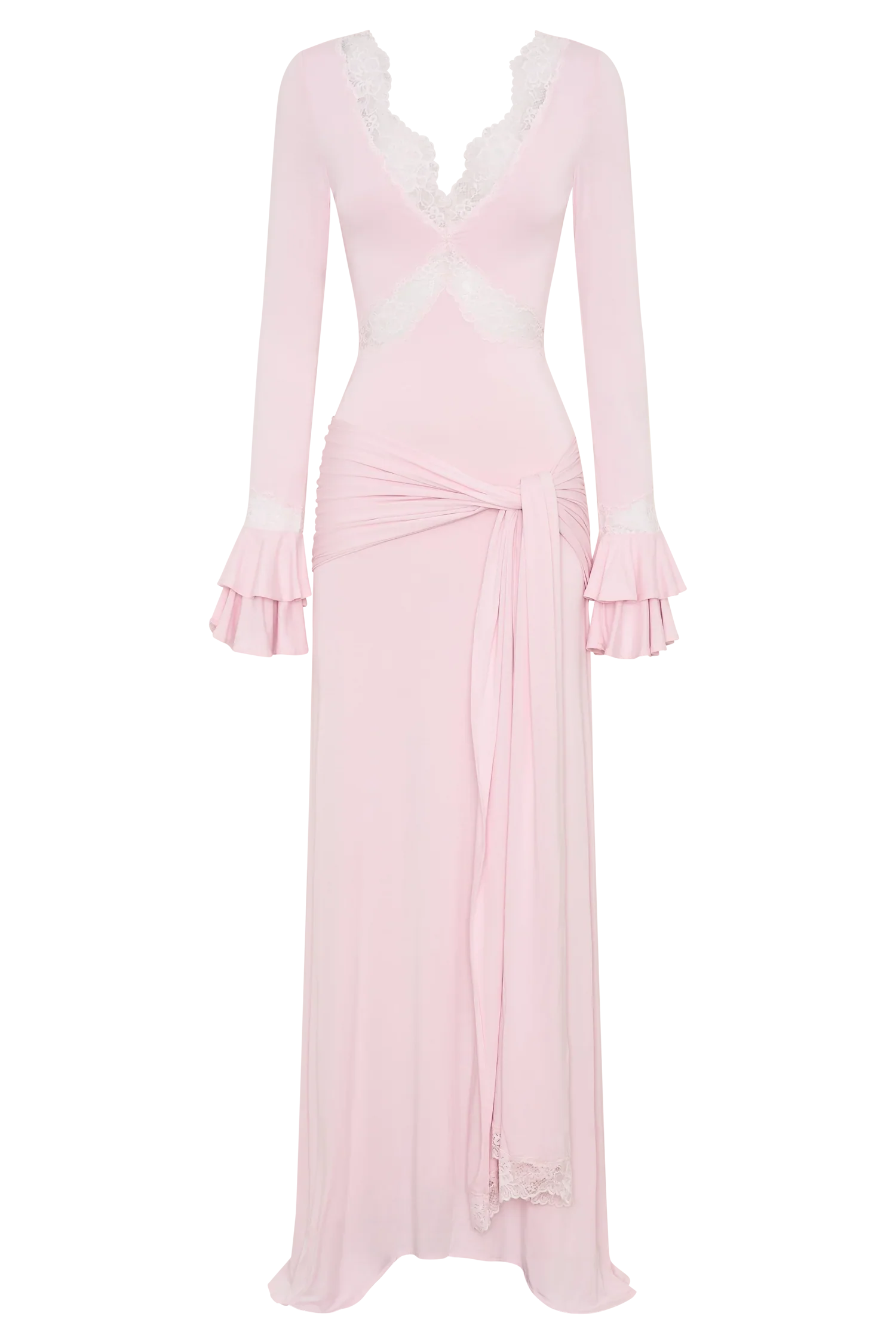 Electra Slinky Lace Maxi Dress Ballet Pink