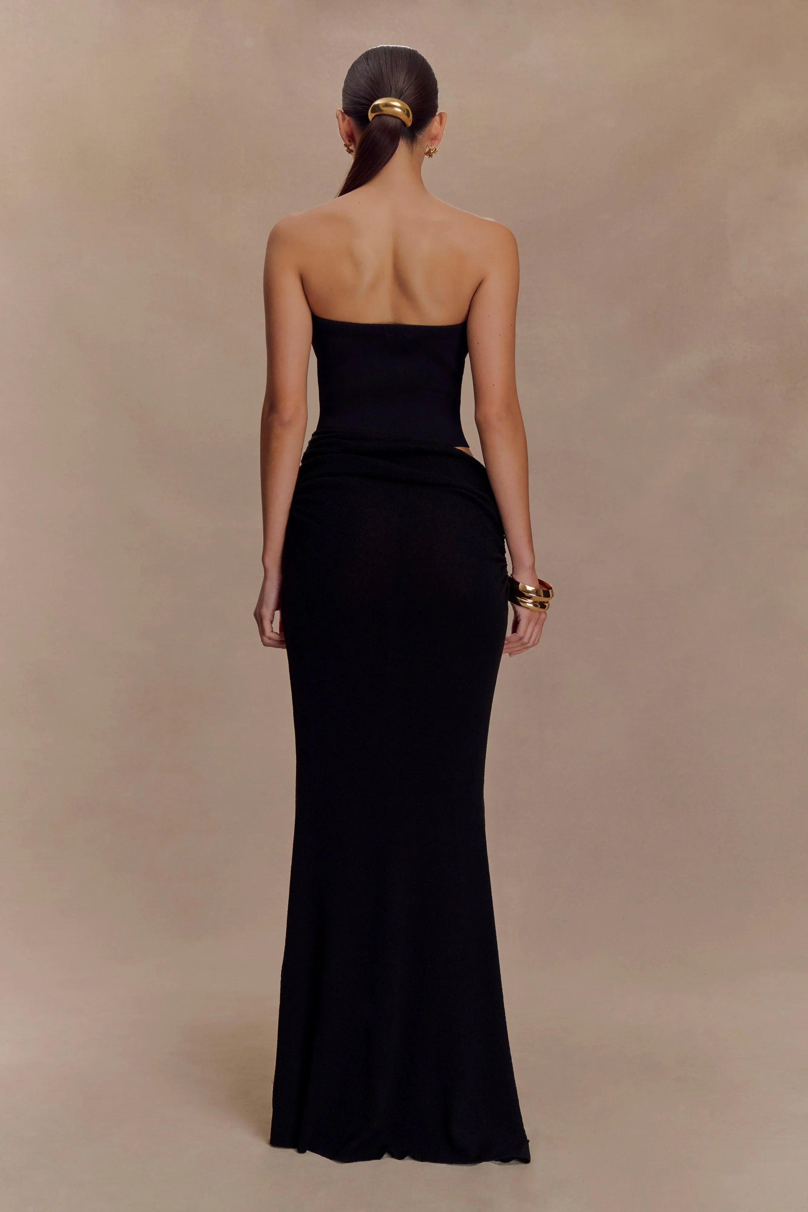 Jasiel Strapless Knit Maxi Dress Black