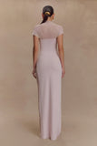 Wyatt Slinky And Mesh Maxi Dress Pale Pink