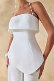 Zura White Square Neck Jumpsuit