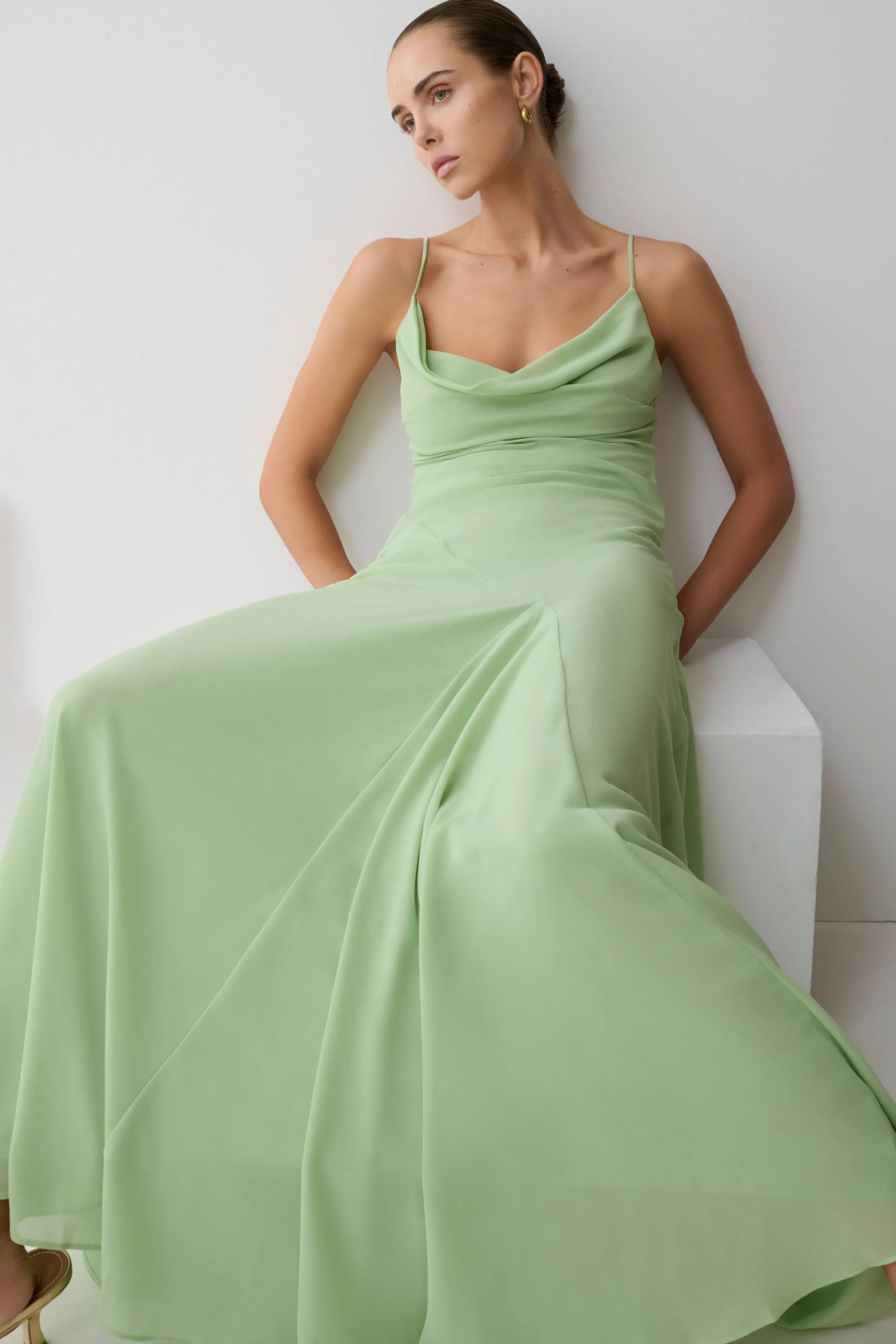 Aurelia Chiffon Maxi Dress Sage