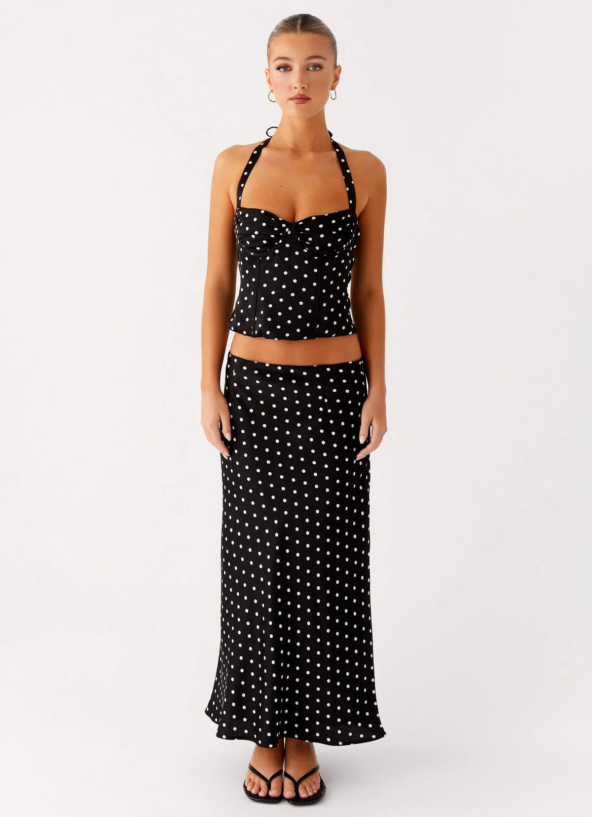 Breanne Midi Skirt Black Polka Dot