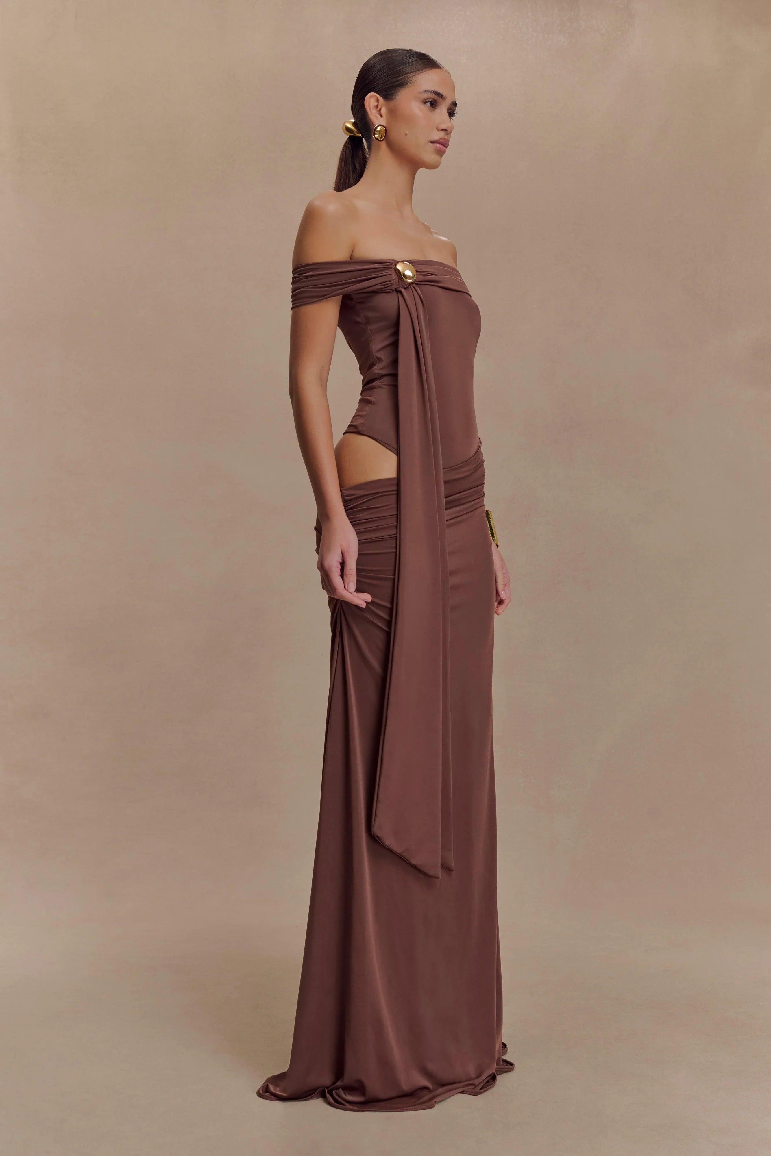 Oliver Slinky Maxi Dress Chocolate