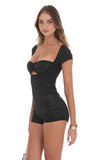 Glitter Cutout Romper in Black