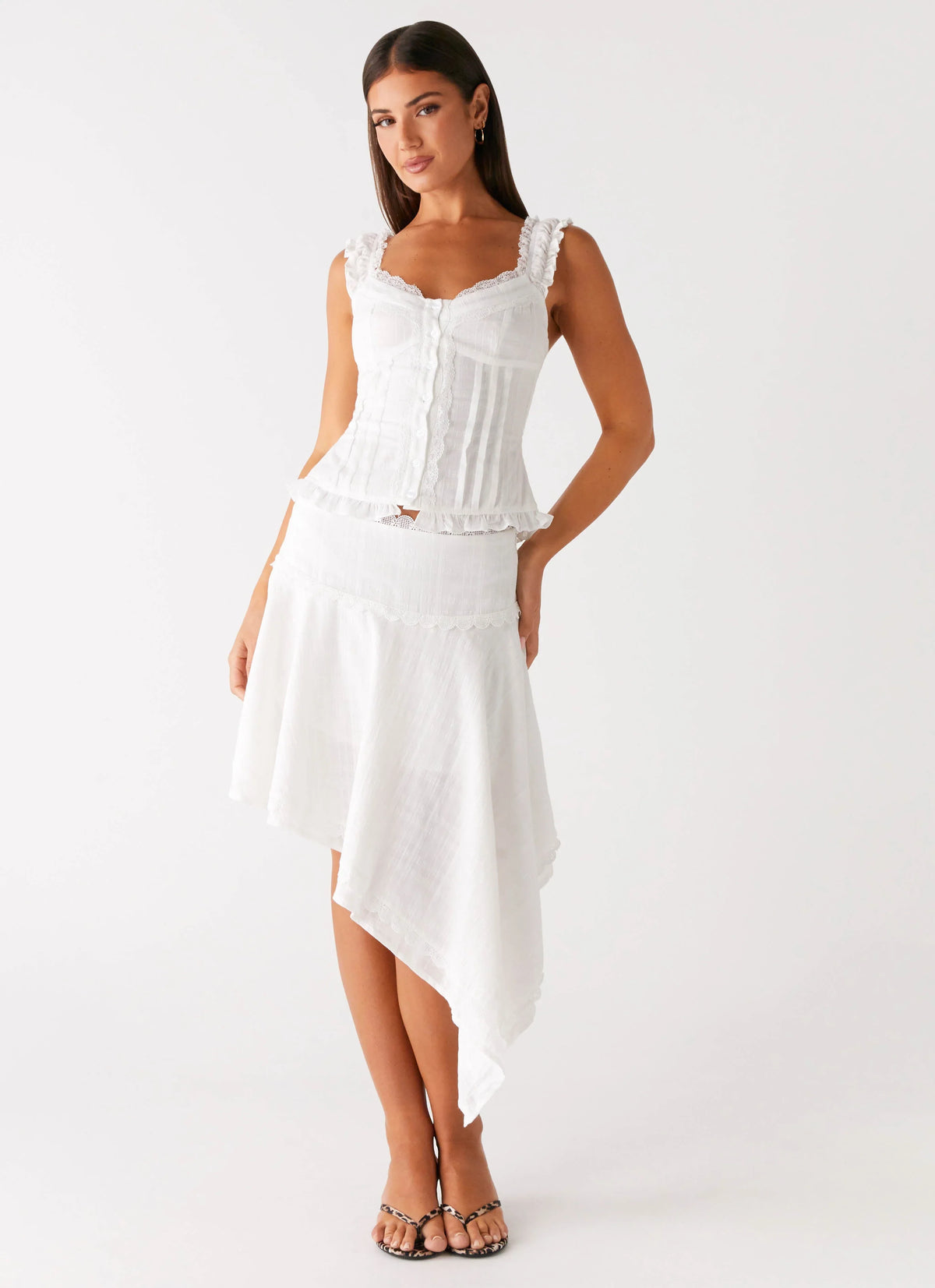 Clearwater Mist Midi Skirt White